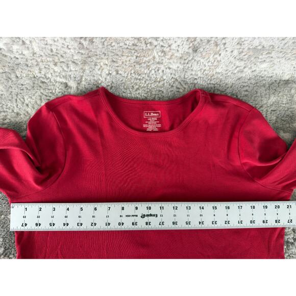 LL Bena Size L Supima Cotton Minimalist Top Red Long Sleeve Casual - Picture 3 of 5